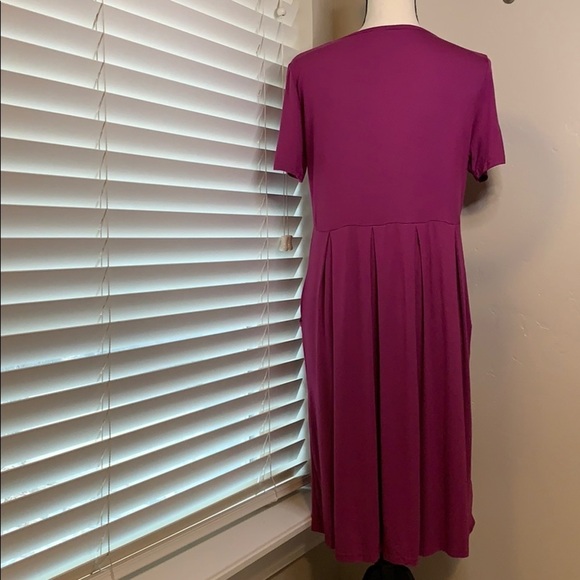 Purple Casual Short Sleeve Dress Front Pockets - Picture 5 of 5